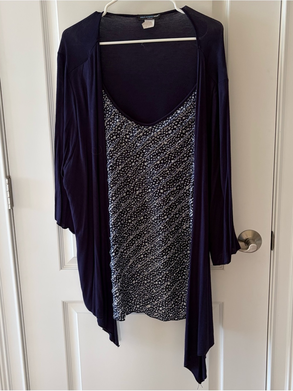Saint Tropez West Navy Open-Front Cardigan with attached Patterned Tank